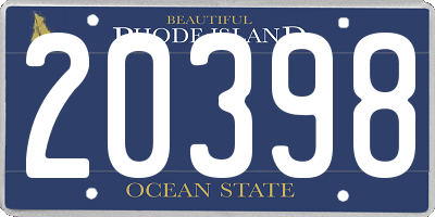 RI license plate 20398