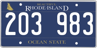 RI license plate 203983