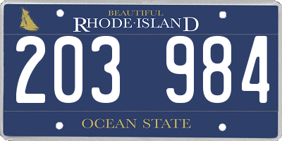 RI license plate 203984