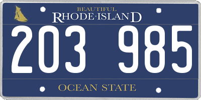 RI license plate 203985
