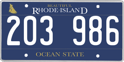 RI license plate 203986
