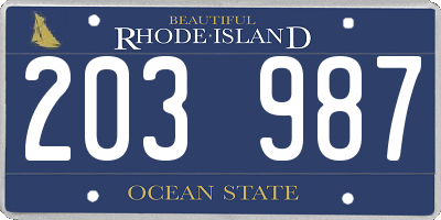 RI license plate 203987