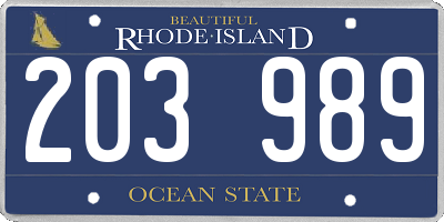 RI license plate 203989