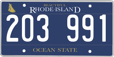 RI license plate 203991