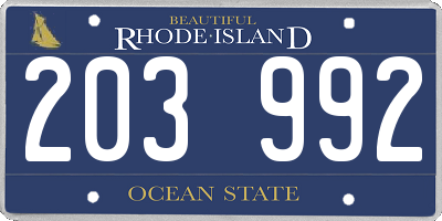RI license plate 203992