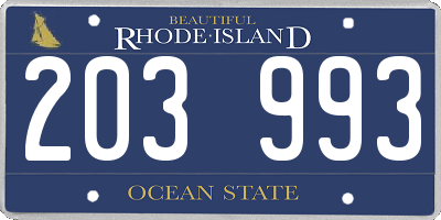 RI license plate 203993