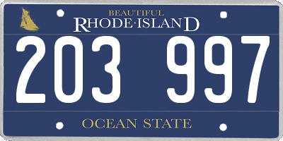 RI license plate 203997
