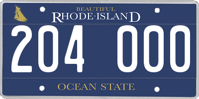 RI license plate 204000