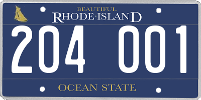 RI license plate 204001