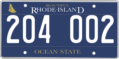 RI license plate 204002