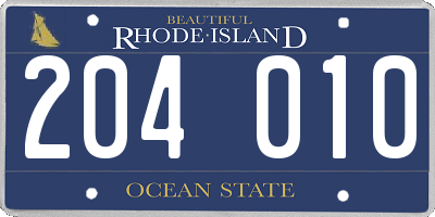RI license plate 204010