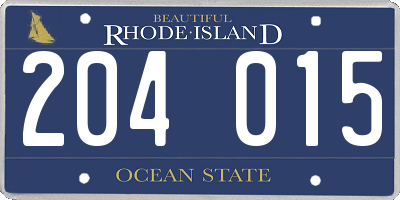RI license plate 204015