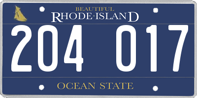 RI license plate 204017