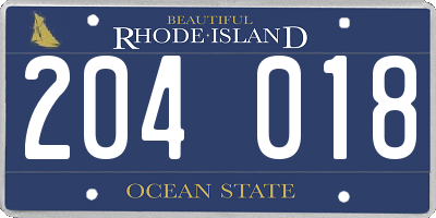 RI license plate 204018