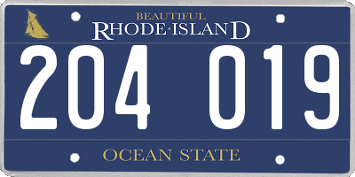 RI license plate 204019