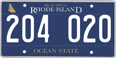 RI license plate 204020