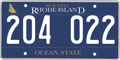 RI license plate 204022