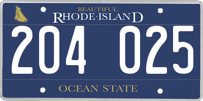 RI license plate 204025