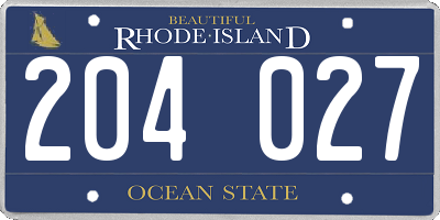 RI license plate 204027