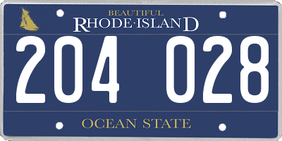 RI license plate 204028