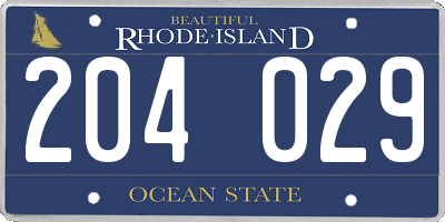 RI license plate 204029