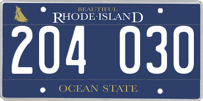 RI license plate 204030