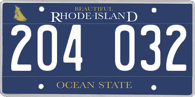 RI license plate 204032
