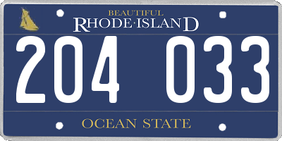 RI license plate 204033