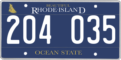 RI license plate 204035