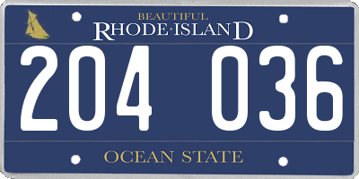 RI license plate 204036