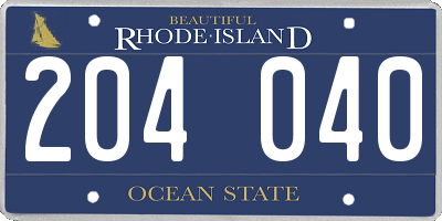 RI license plate 204040