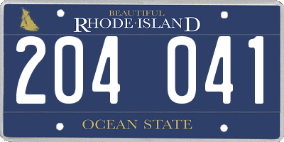 RI license plate 204041