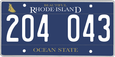 RI license plate 204043