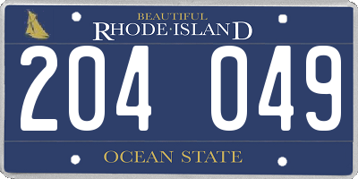 RI license plate 204049