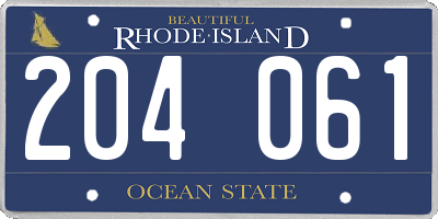RI license plate 204061