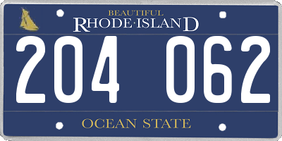 RI license plate 204062