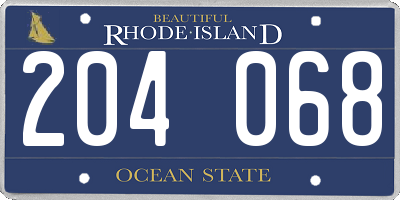 RI license plate 204068
