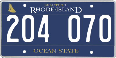 RI license plate 204070