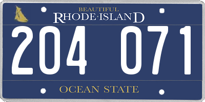 RI license plate 204071