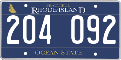 RI license plate 204092