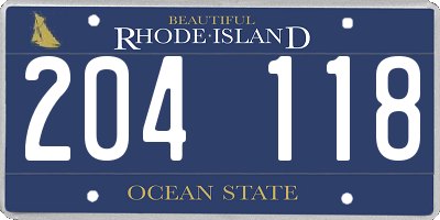 RI license plate 204118