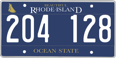RI license plate 204128