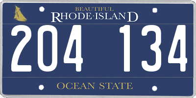 RI license plate 204134