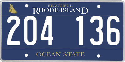 RI license plate 204136