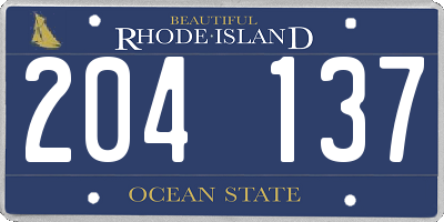 RI license plate 204137