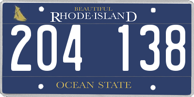 RI license plate 204138
