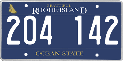 RI license plate 204142