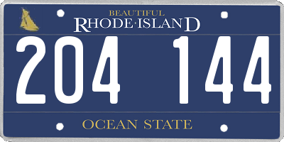 RI license plate 204144