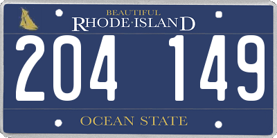 RI license plate 204149