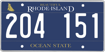 RI license plate 204151